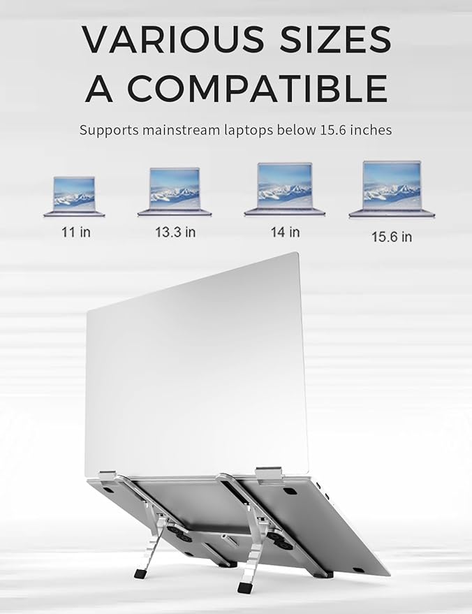 Junfire Foldable Laptop Stand for Travel, Aluminum Stable Ergonomic Laptop Riser - Image 6