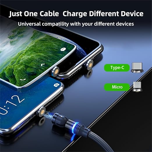 Magnetic Charging Cable 540° Rotation Magnet Phone Charger USB C Cable 3A Fast - Image 6