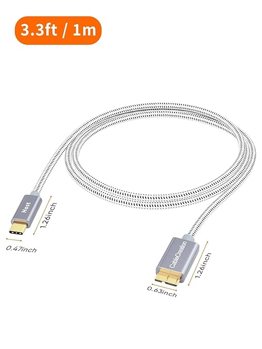 CableCreation 3.3ft*2 USB C to Micro B Cable, 10Gbps Speed External Hard Drive - Image 7