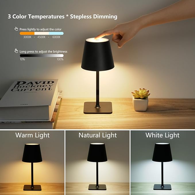 4 Pack Cordless Table Lamps, Portable Rechargeable Lamp, 6000mAh Battery - Image 5
