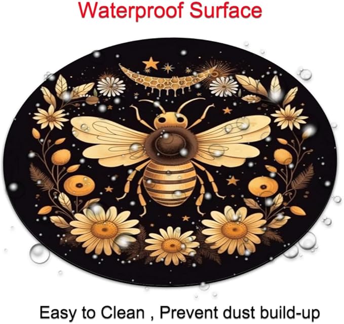 Bees Round Mouse pad Customized Mousepad Non-Slip Rubber Base Mouse Pads - Image 4
