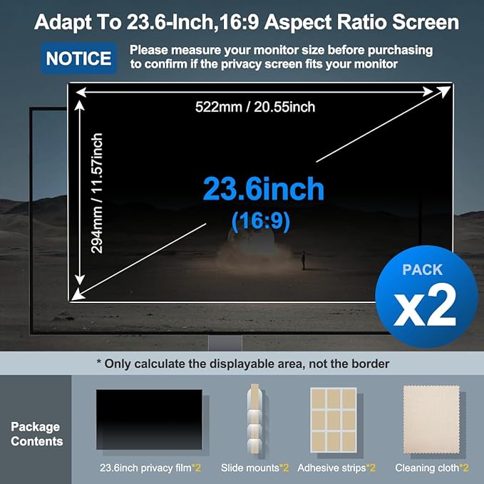 23.6 Inch Privacy Screen for Monitor Computer Screen Privacy Filter for 16:9 - Image 5