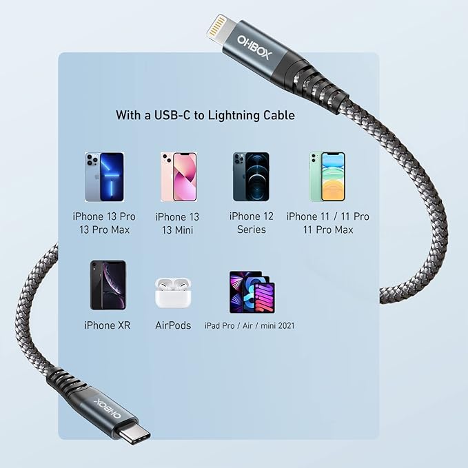 ohbox USB C to Lightning Cable 3Pack 6FT iPhone Fast Charger Cable USB-C iPhone - Image 6