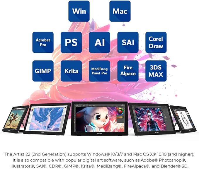 Drawing Tablet with Screen XPPen Artist 22 2nd Computer Graphics Tablet 122% - Image 6