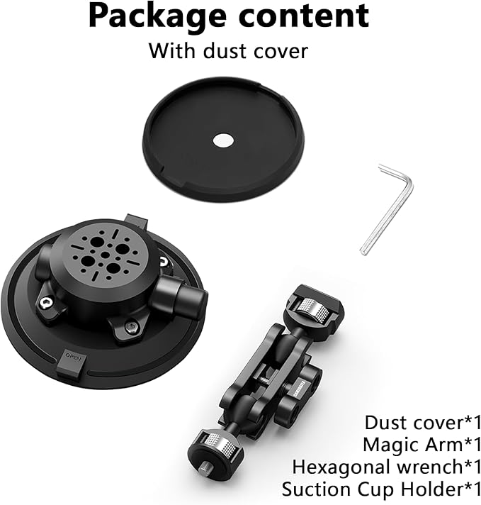 Camera Suction Cup Mount with Ball Head Magic Arm, 4.5" Metal Vacuum Suction - Image 8