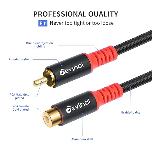evinal RCA Female to Male Extension Cable - Image 5