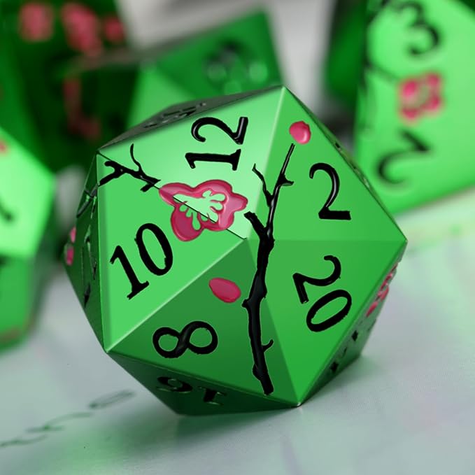 Matt Green Metal Dice Set, DNDND 7 PCS Heavy Metallic D&D Dice Set - Image 2