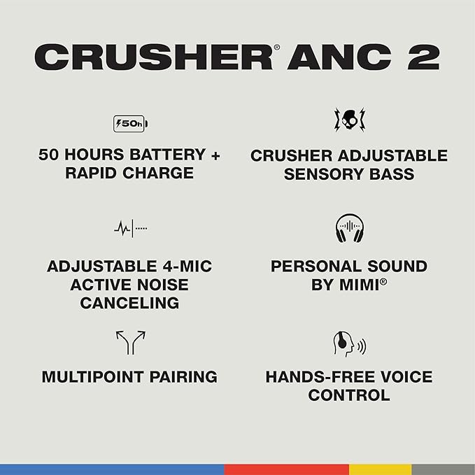 Skullcandy Crusher ANC 2 Over-Ear Noise Canceling Wireless Headphones - Image 4