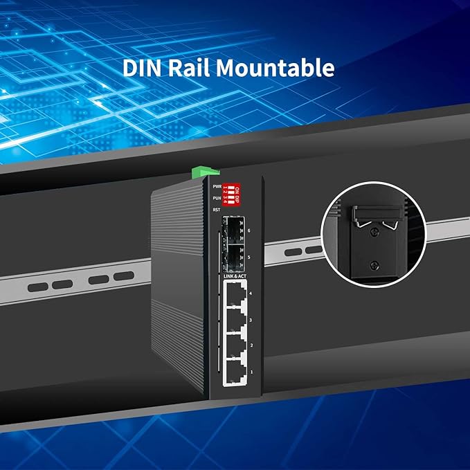 4-Port Hardened Industrial Gigabit 2+ Managed DIN-Rail Switch, 4x10/100/1000 - Image 7