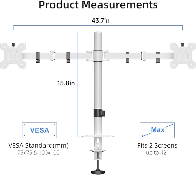 Suptek Dual Monitor Desk Mount, Adjustable Dual Monitor Arm - Image 2