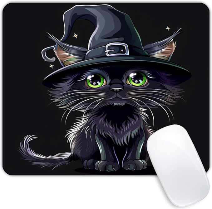Square Mouse Pad Black Cat by Goodsprout