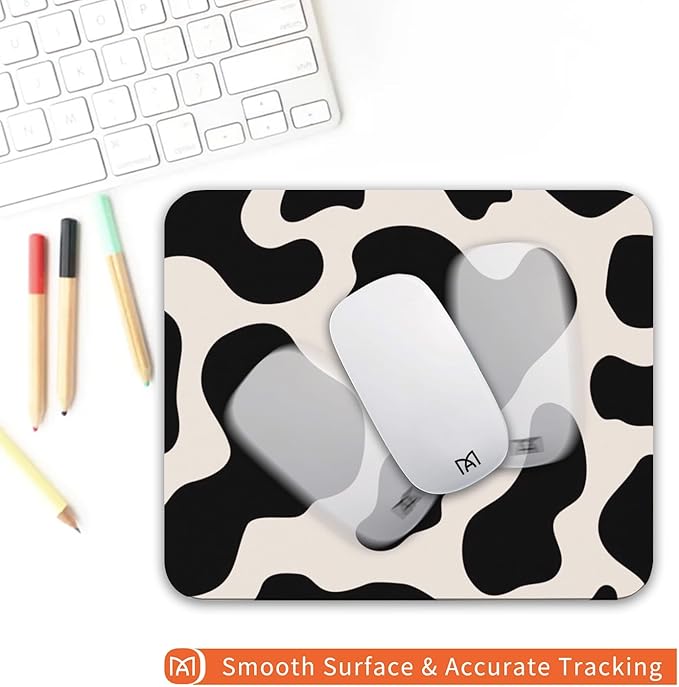 Square Mouse Pad Black Cow Print, Personalized Premium-Textured Custom Mouse - Image 4