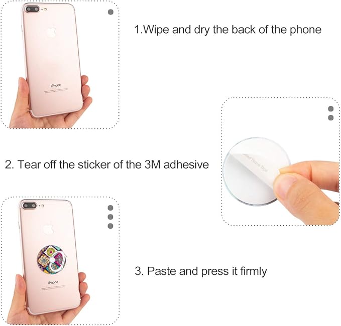 Bonoma Cell Phone Ring Holder Stand, 3 Pack Colorful Mandala 360 Rotation - Image 6