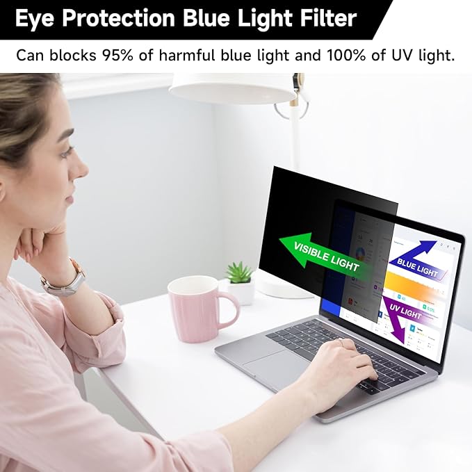 13.3 Inch 1920x1080P Laptop Privacy Screen Filter, Anti Blue Light Glare & Anti - Image 5