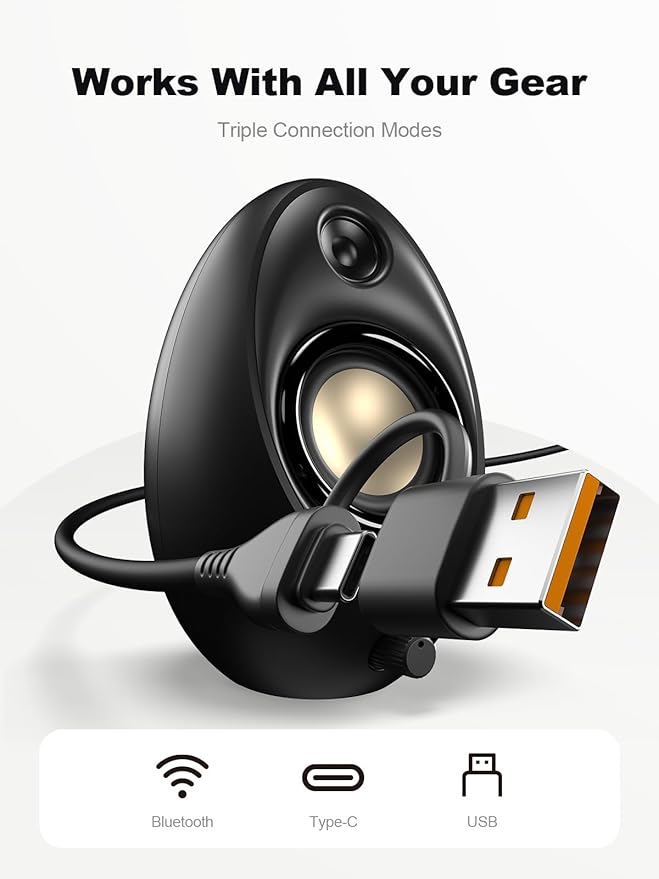 Bluedee Computer Speakers for Desktop PC, Dynamic RGB Light USB Speaker - Image 4