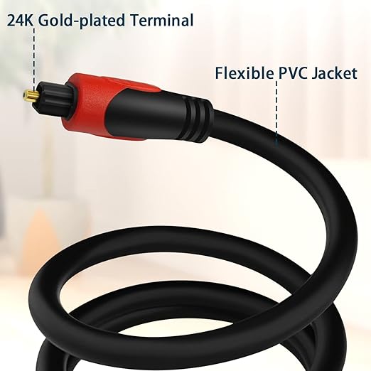 Optical Audio Cable 6.6FT/2M, Digital Audio Fiber Optic Cable Toslink, Flexible - Image 2