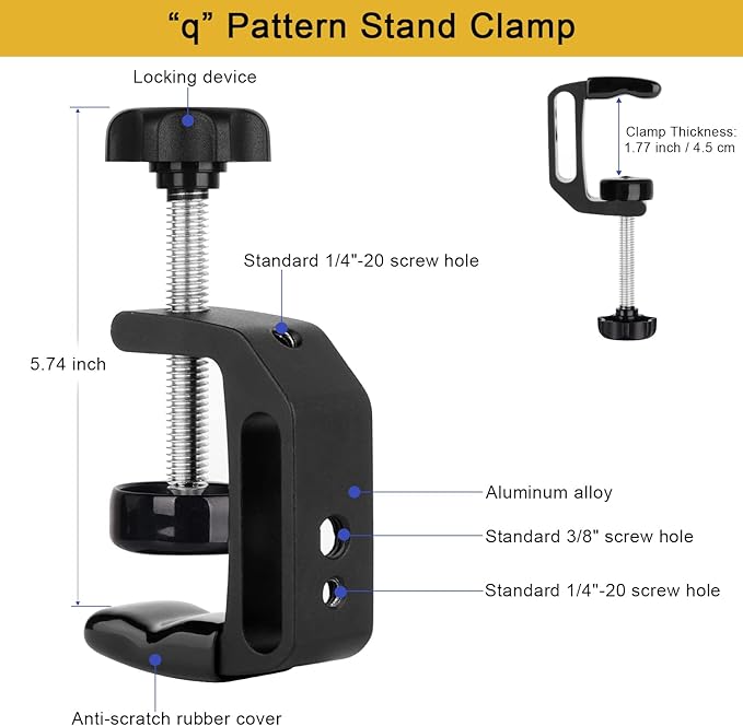 iPhone Mount for Desk/Table/Rod/Kitchen Cabinet, 360°Adjustable Aluminum Alloy - Image 6