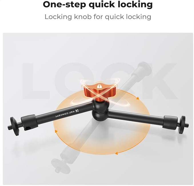 K&F CONCEPT 9.8" Magic Arm, 1/4" Screw Camera Mount Arm 360° Ball Heads - Image 2
