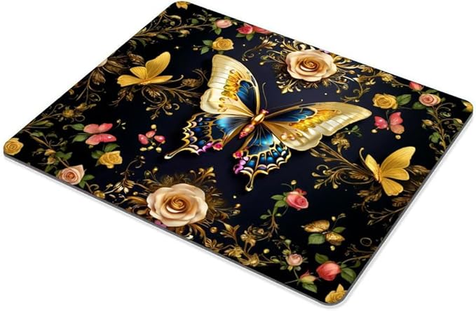Black Gold Butterfly Mouse pad Customized Mousepad Non-Slip Rubber Base Mouse - Image 4