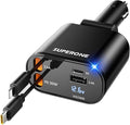 【Upgraded】 SUPERONE Retractable Car Charger 4 in 1, Fast Car Phone Charger by SUPERONE