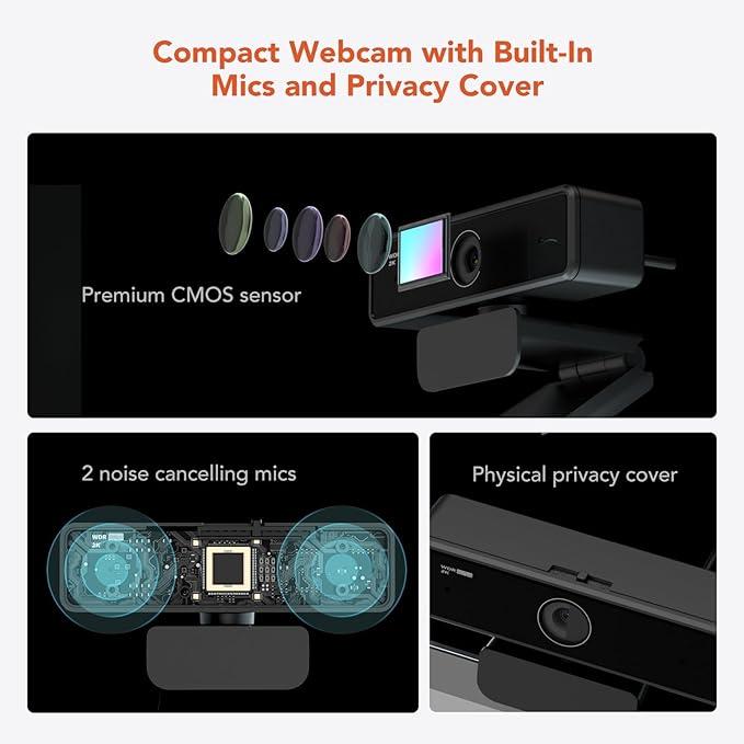 NUROUM V11 2K Webcam for PC, 1080P 60FPS USB Web Camera - Image 2
