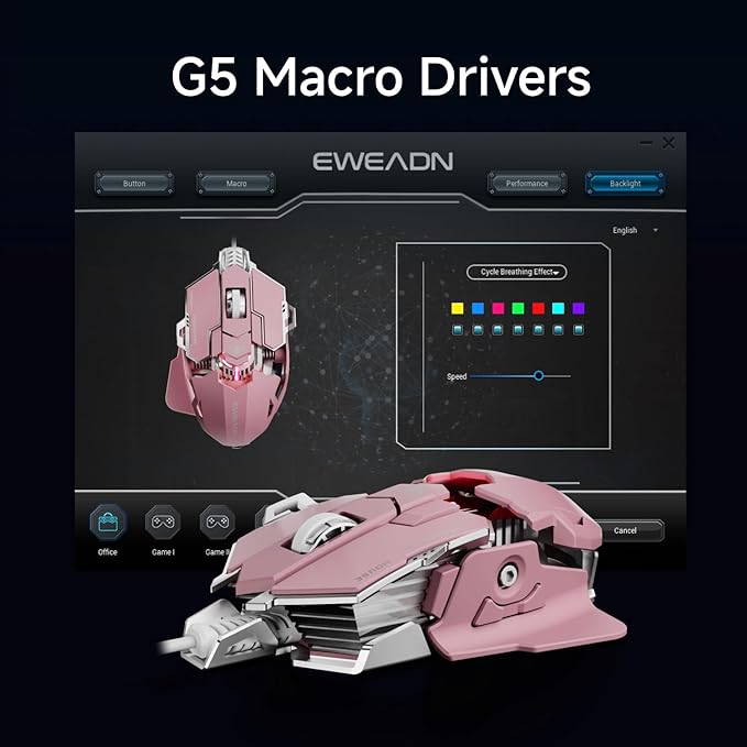 EWEADN G5 Wired Gaming Mouse, Ergonomic RGB Computer Mouse, 12800 Adjustable DPI - Image 3