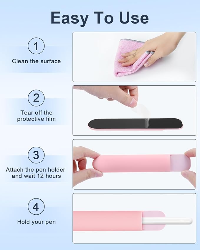 eZAKKA Silicone Pencil Holder For Most Pens, 7.8 inch Self-Adhesive Stick To - Image 6