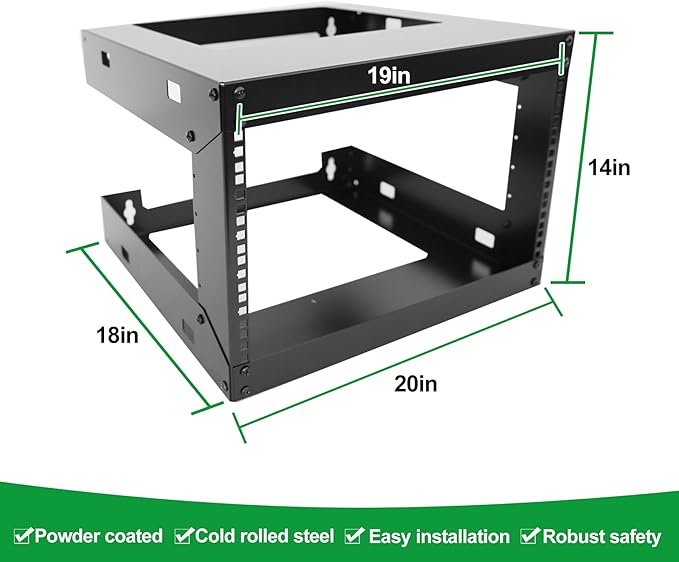6U Wall Mount Open Frame 19 Inch Server Equipment Rack Wall Mountable Heavy - Image 2