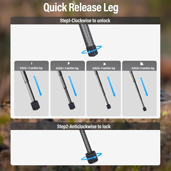 SIRUI Carbon Fiber Tripod Lightweight 2lbs - Image 4