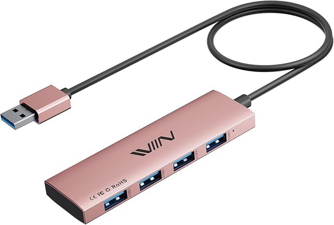 USB 3.0 Hub, 4 Port USB Splitter Extender Portable Adapter Multiport Data Hub by IVIIN