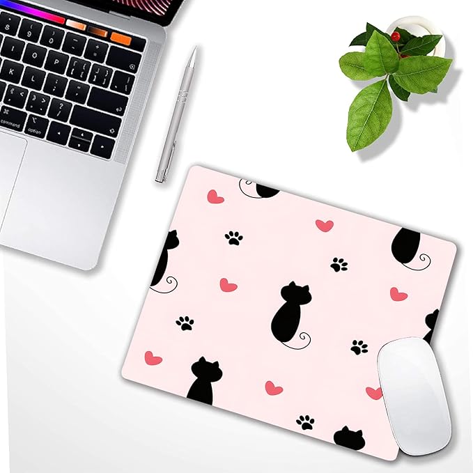 Cute Heart Cartoon Black Cat Paw Custom Mouse Pad - Image 6