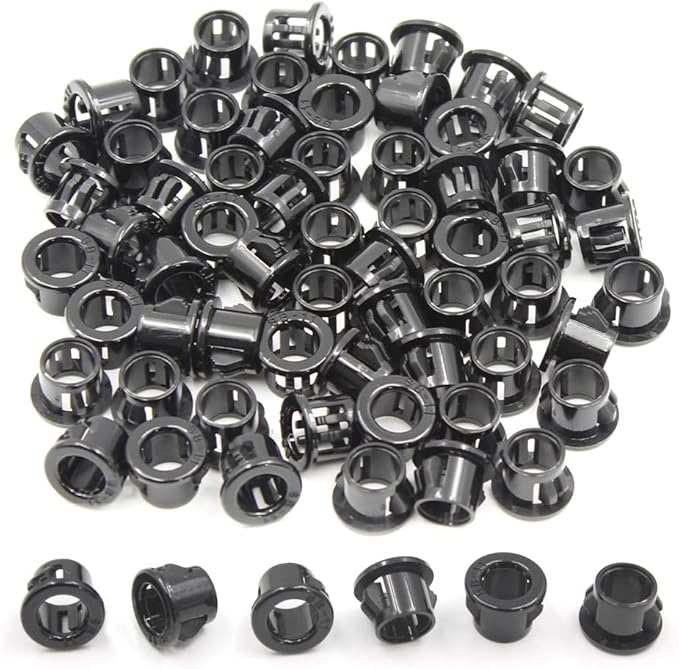 3/8" Black Snap-in Knockout Insulating Bushing Grommets, Plastic Cable Hole by EASYEAH