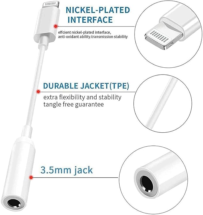 Apple MFi Certified 2 Pack Lightning to 3.5mm Headphone Aux Audio Jack Adapter - Image 3