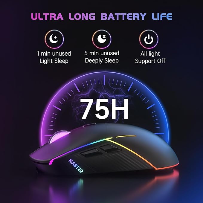 FFJ Wireless Gaming Mouse, 24000 DPI, Tri-Mode 2.4G/USB-C/Bluetooth 5.3 Gaming - Image 5