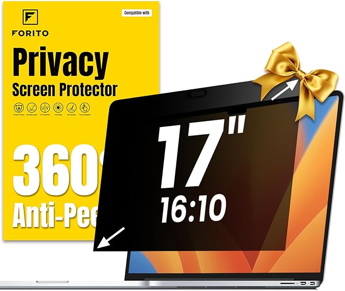 F FORITO 17 Inch 16:10 360°Laptop Privacy Screen Protector, Anti Peeping Anti by FFORITO