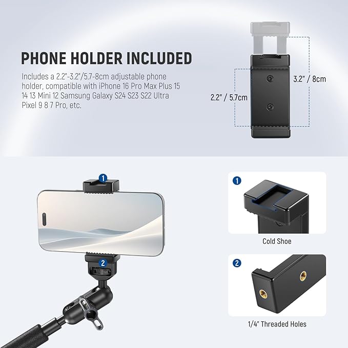 NEEWER 22" Magic Arm w Desk C Clamp, Overhead Camera Mount - Image 7