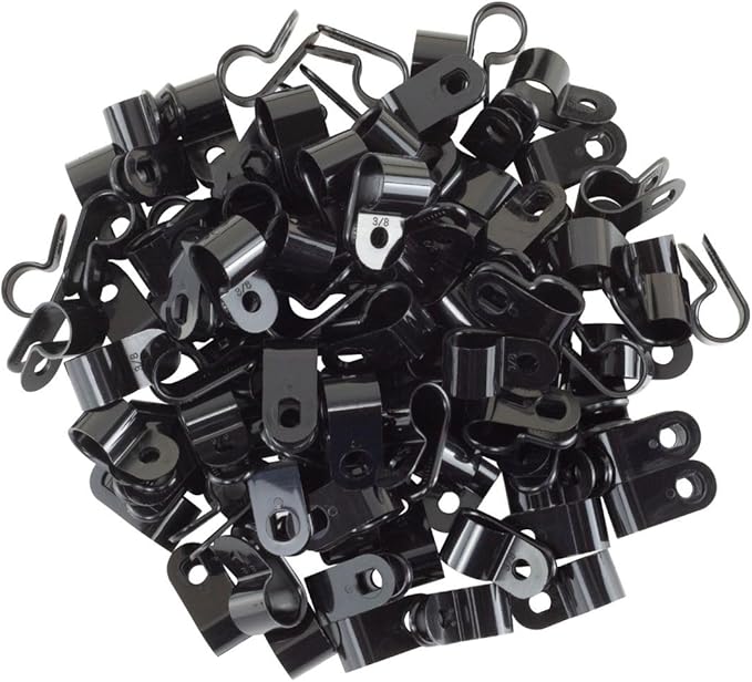 GTSE Black Nylon Plastic Cable Clamps, 3/8" Screw Mounts - Image 3