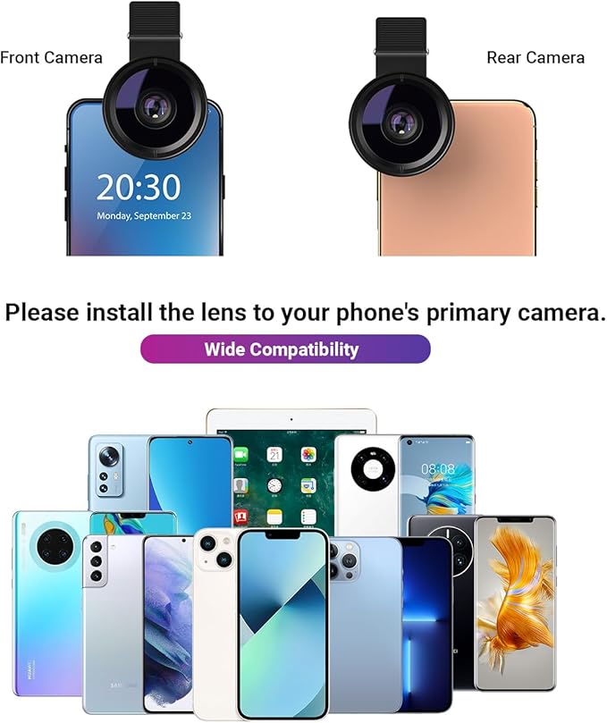 Apexel Phone Camera Lens, 2 in 1 Cell Phone Clip-on Lens Kit 0.45X Wide Angle - Image 8