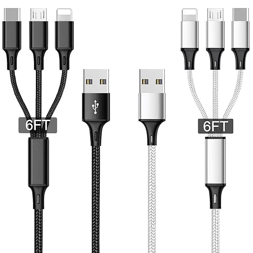 Multi USB Charging Cable 3A, 3 in 1 Fast Charger Cord Connector by Souina