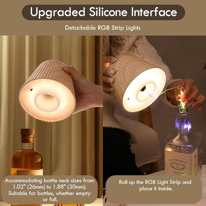 WILIT Wireless Lamp Shades for Table Lamps, 3-Level Brightness Wine Bottles Lamp - Image 4