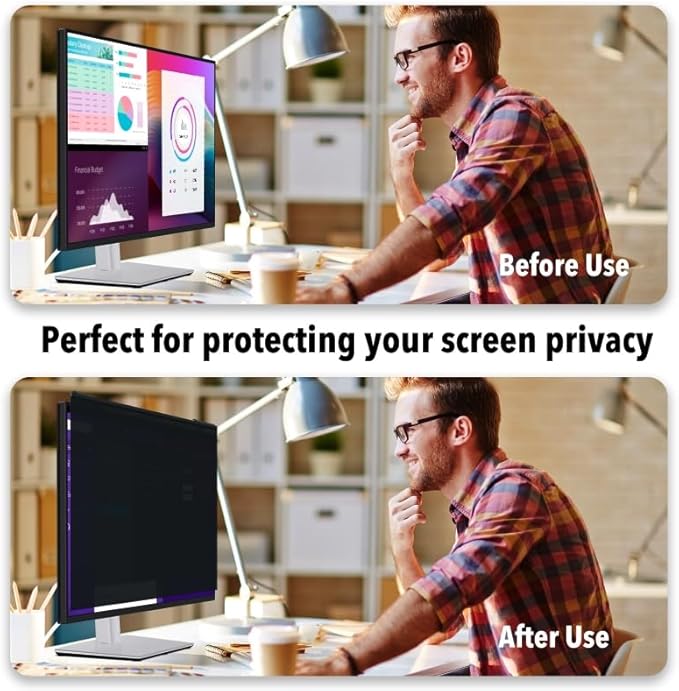 Magnetic Computer Privacy Screen Filter 27 Inch, Removable Hanging Aluminum - Image 2