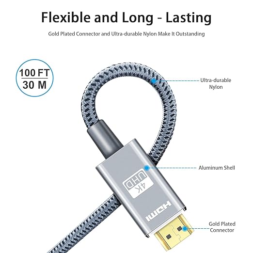 LEADSTAR HDMI Cable 4K 60 ft Fiber Optic, 4K 60Hz 18Gbps High Speed HDMI 2.0 - Image 3