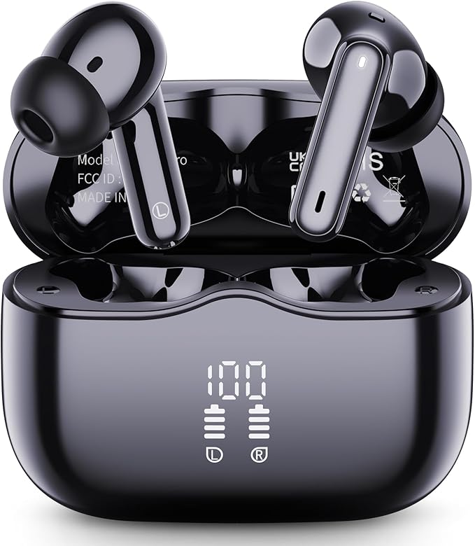 Wireless Earbuds, New Wireless Earphones HiFi Stereo Deep Bass 40H Playtime by XINWLD