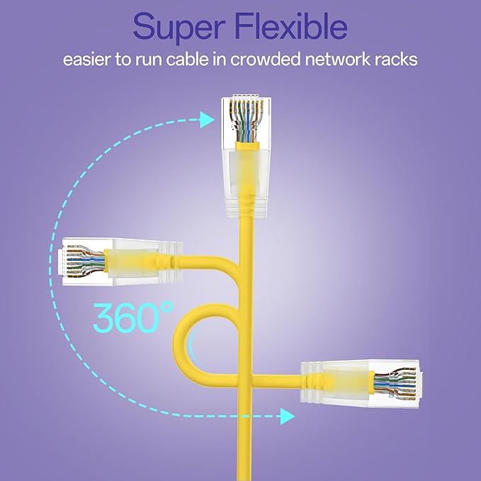 Cat6a Patch Cables 0.5ft Slim, Cat6 Ethernet Patch Cable Pure Copper, Flexible - Image 4