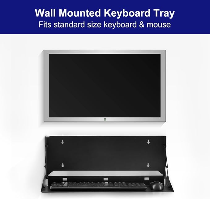 1 Pcs 24 Inch Keyboard Wall Mount Foldable Fits Standard Computer Keyboard - Image 5