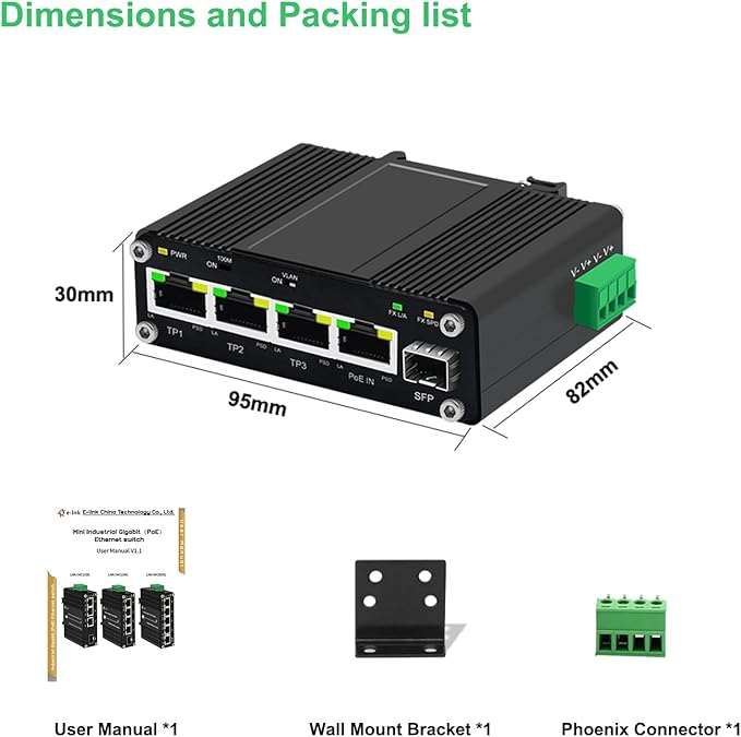 Mini Industrial 4 Port 10/100/1000Mbps Gigabit Ethernet Switch - Image 6