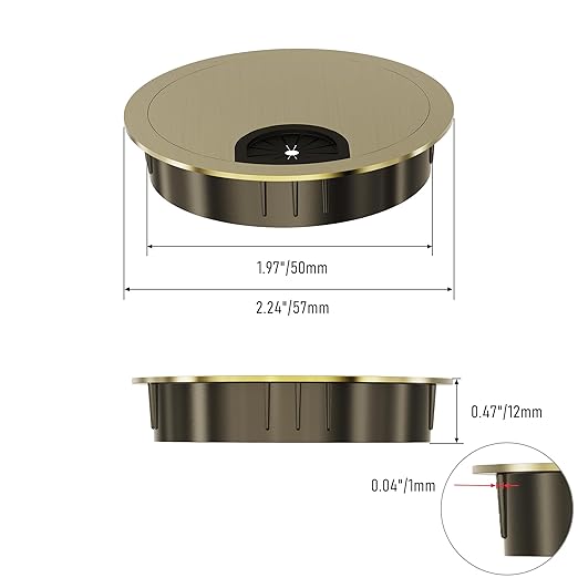 Desk Grommet 2 Inch 50mm, Zinc Alloy Computer Desk Wire Hole Cover, Office - Image 2