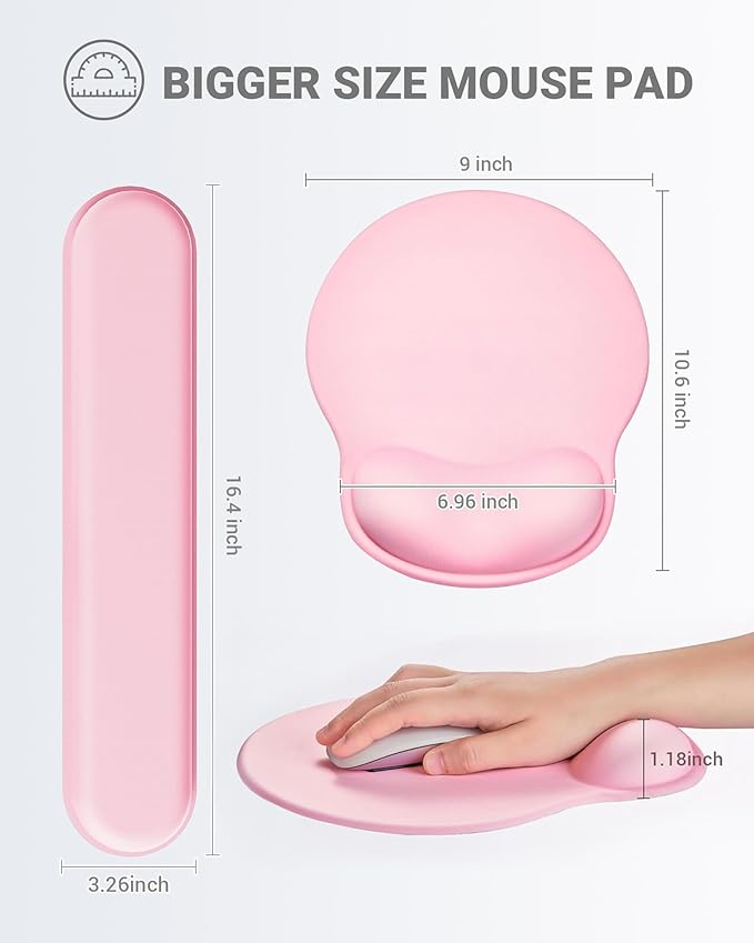 Ergonomic Mouse Pad Wrist Support Set, Memory Foam Keyboard Wrist Rest Set - Image 6