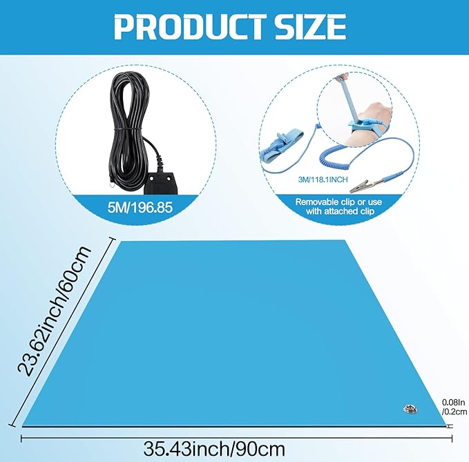 Anti-Static Mat Kits Includes Heat Resistant ESD Mats Anti Static Wrist Straps - Image 2