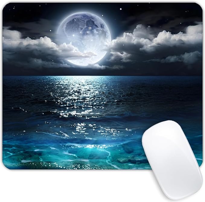 Ocean and Moon Mouse pad Customized Mousepad Non-Slip Rubber Base Mouse Pads by Goodsprout